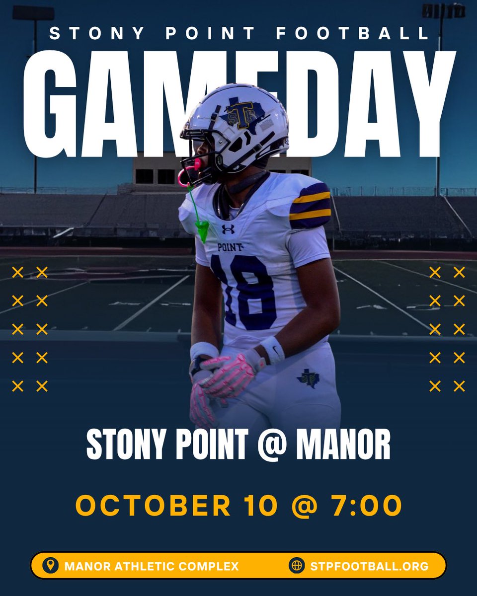 GAMEDAY. 🐅🏈
Varsity Tigers hit the road to take on the Manor Mustangs!

📍 Manor Athletic Complex
⏰ 7 PM Kickoff
🎟 events.hometownticketing.com/boxoffice/manor
📺 bit.ly/POINTatManor

Let’s go TIGER NATION — time to #BreakTheMustangs!
#POINTFootball #Week7