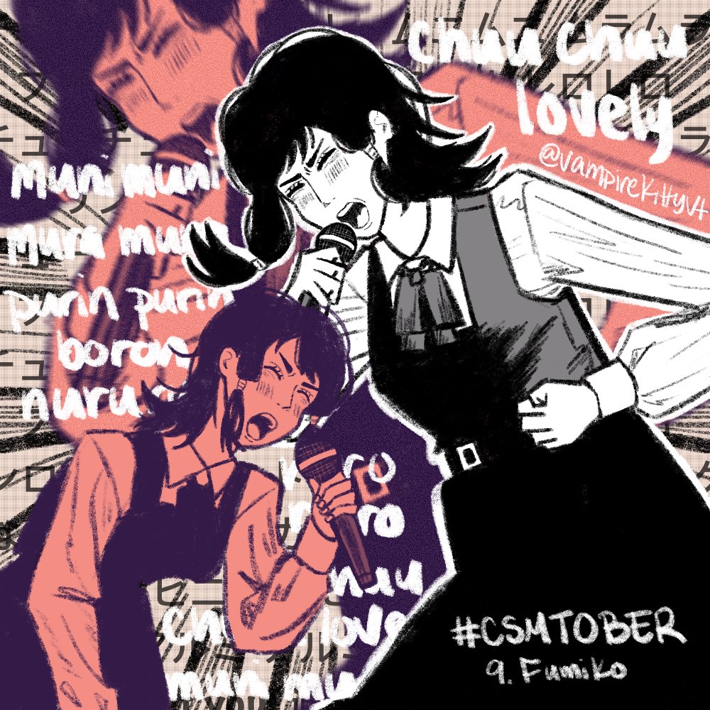vampirekittyvt's tweet photo. csmtober day 9 fumiko
I love maximum the hormone 🫶
#csmtober #chainsawman #csm137 https://t.co/lZom86Myr1