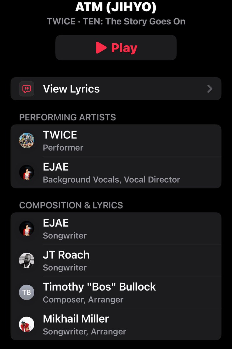 Oh. EJAE not only co-wrote and co-composed ATM by Jihyo but also provided background vocals and was the vocal director as well. Really so multi-hyphenated such a talented individual. Same for the work she did on KPDH.