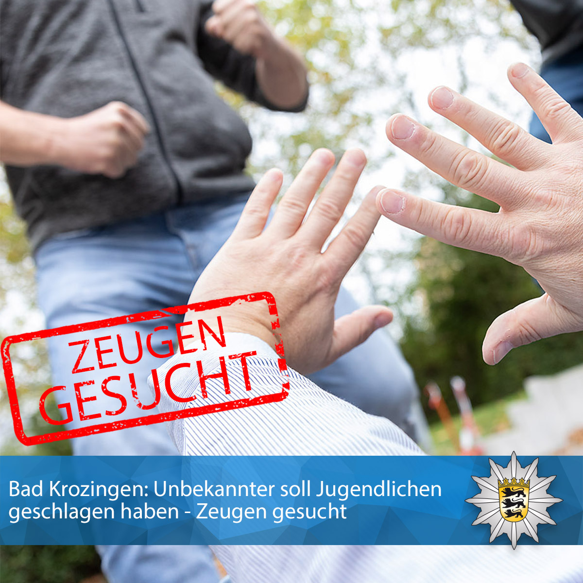 PolizeiFR's tweet photo. #Bad #Krozingen: Unbekannter soll Jugendlichen geschlagen haben - Zeugen gesucht

https://t.co/F82YvYtBPp

#polizei https://t.co/C3dicrIVio