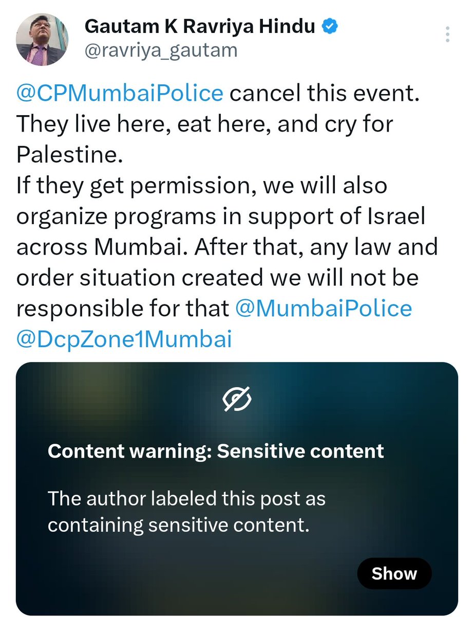 Raj1997D's tweet photo. @XCorpIndia भी बढा MC hai जो protest ke liye post kiya hai uska contain sensitive nahi laga .
Lekin @ravriya_gautam ji ne post kiya to turant sesitive contain karke hide kar dete hai . https://t.co/WtSlfeDbyX