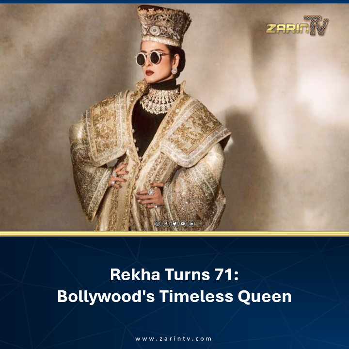 ZarinTVNetwork's tweet photo. Rekha Turns 71: Bollywood's Timeless Queen
Iconic actress Rekha celebrates her 71st birthday on October 10, marking another year of her legendary contribution to Indian cinema
https://t.co/RjeyuENu4c https://t.co/63PGbvprKU