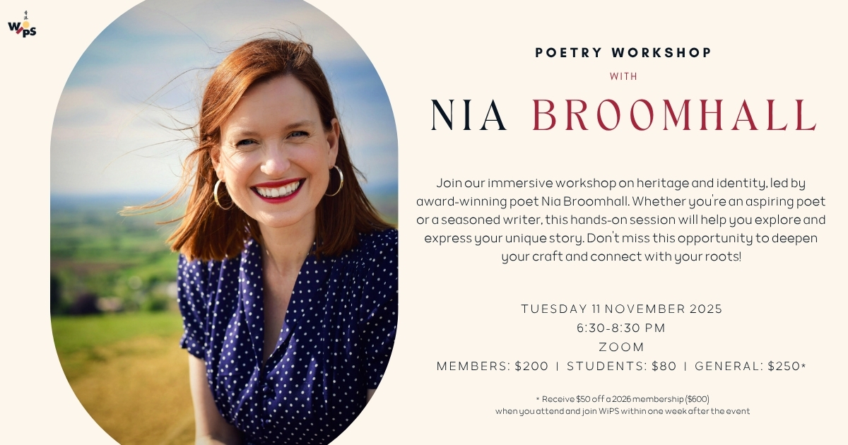 Poetry Workshop with Award-winning Poet Nia Broomhall
Tuesday 11 November | 6.30-8.30pm | by Zoom
hkwips.com/event/poetry-n…