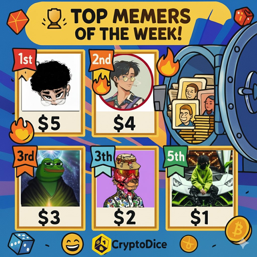 CryptoDice_Club's tweet image. 9th Week Memers 🔥🔥
Our this weeks winners are here:
🥇 1st - @Kofi_limited ($5)
🥈 2nd - @YooojiKun ($4)
🥉 3rd - @Simpleofweb3 ($3)
4⃣ 4th - @Victorsakah ($2)
5⃣ 5th - @Autonomousweb3 ($1)
Congratulation on becoming the chosen one among all these participants . Rewards will…