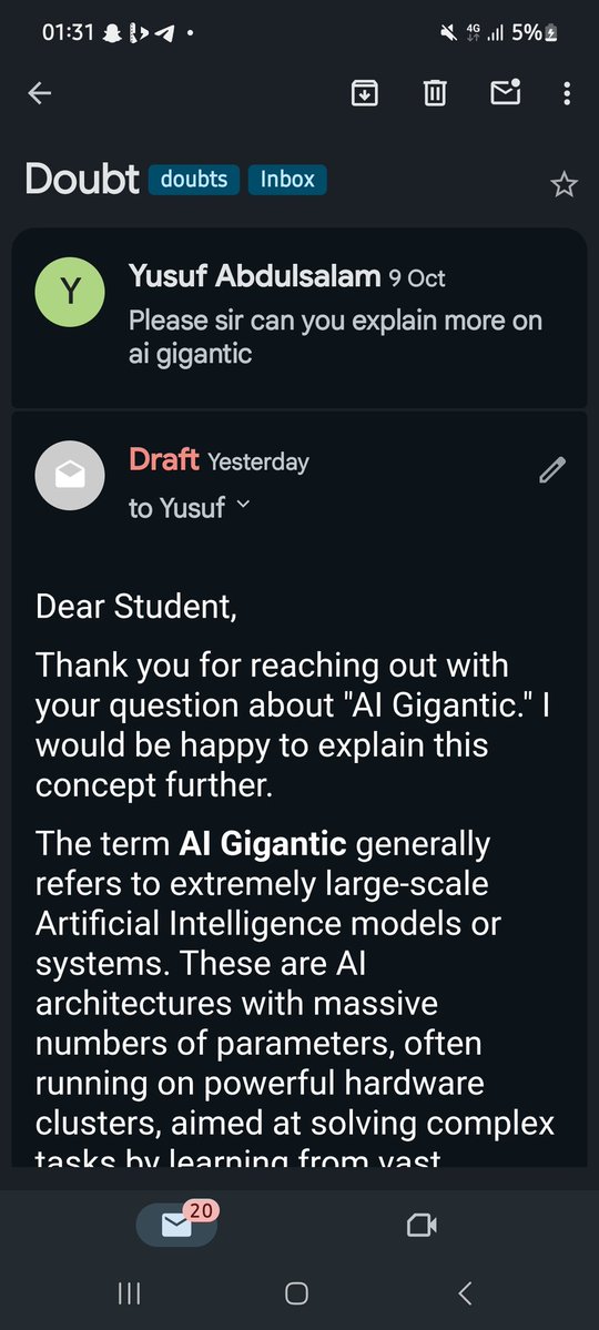 Yusufari00's tweet image. Built a smart email auto-reply system with n8n + OpenAI 🔁💬  
From checking new emails ➡️ labeling them ➡️ AI drafts a reply ➡️ saved as draft for review.
Productivity just leveled up!  
#n8n #OpenAI #Automation #NoCode #AItools