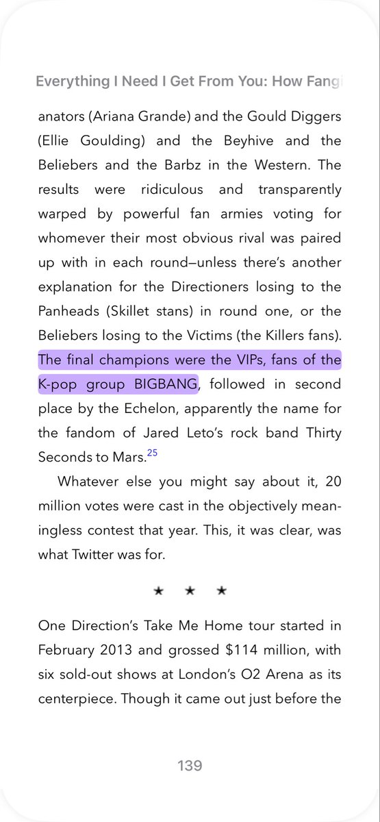 zutt5r's tweet photo. So I am reading this book entitled Everything I Need I Get from You: How Fangirls Created the Internet as We Know It by Kaitlyn Tiffany

I didn’t expect the BIGBANG mention 🤣 https://t.co/FtwW1GWP0i