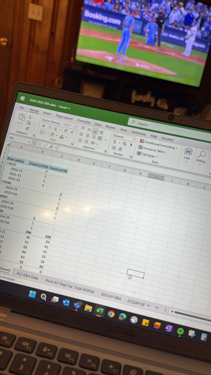 SethandKTsmom's tweet image. Baseball and using pivot tables to compile 5 years of data!! I&apos;m having a lovely Thursday night friends but I&apos;m off tomorrow so want it done tonight!! 

Go anybody but the Phillies and Dodgers!!! 

#GettingItDone
#LoveAGoodPivotTable
#LearnedANewExcelTrick
#VStack