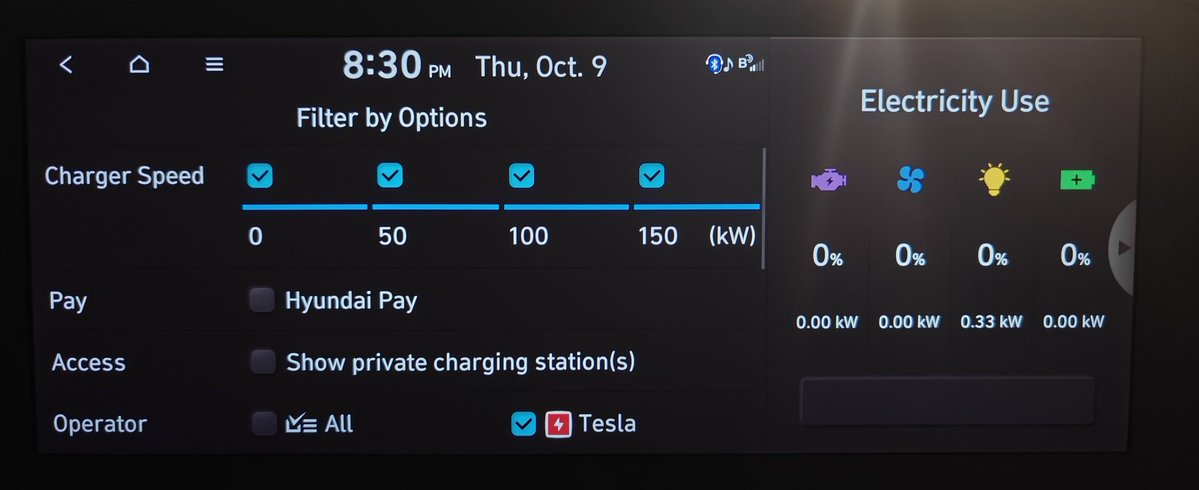 firefoxsimpp's tweet image. Hyundai vehicles now show Superchargers in the built in navigation! It'll also route to them, of course.
