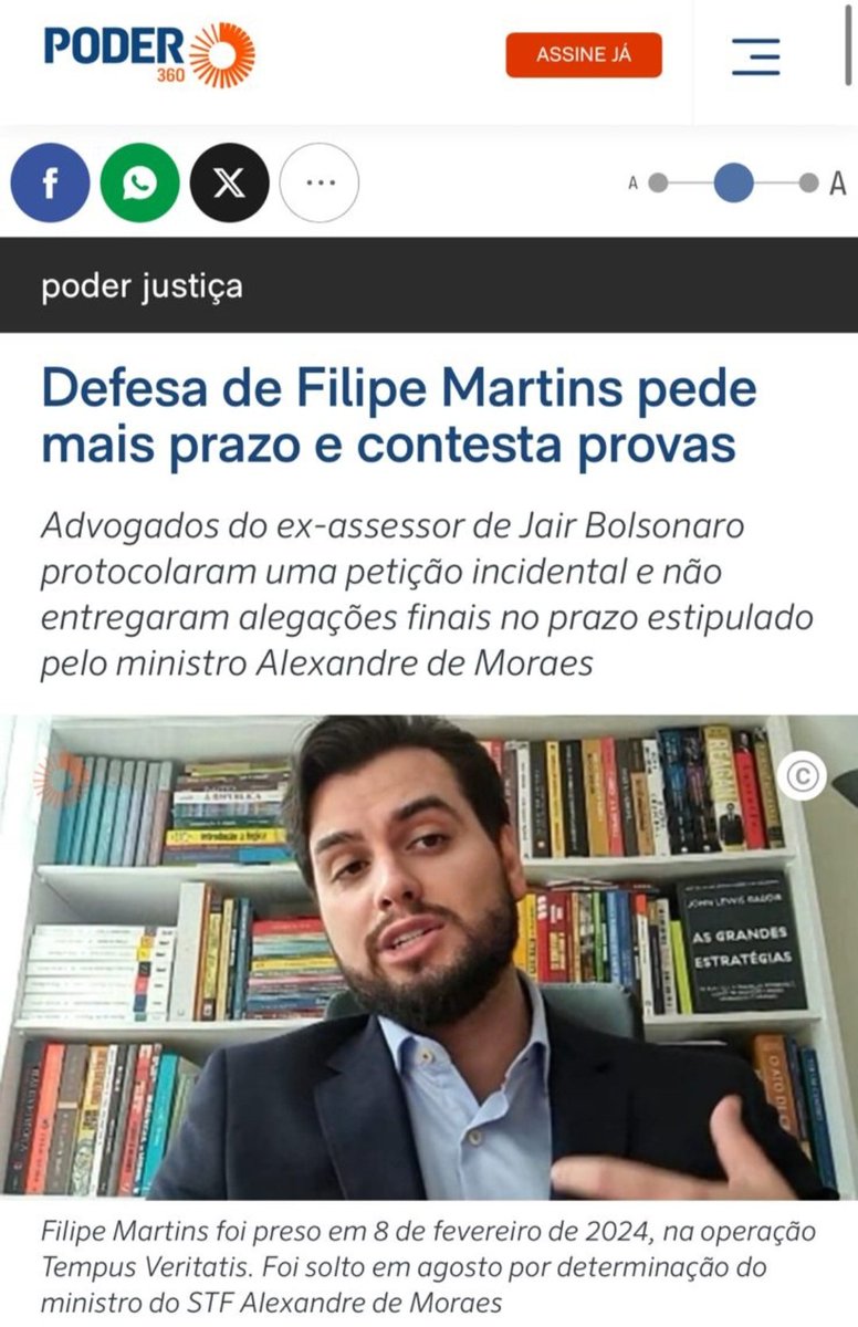 O que está acontecendo no caso Filipe Martins ultrapassa qualquer disputa política. É um claro abuso de autoridade e mais um ataque frontal ao devido processo legal.

É completamente FALSA a afirmação de que a defesa do Filipe deixou de se manifestar nos autos. A defesa dele