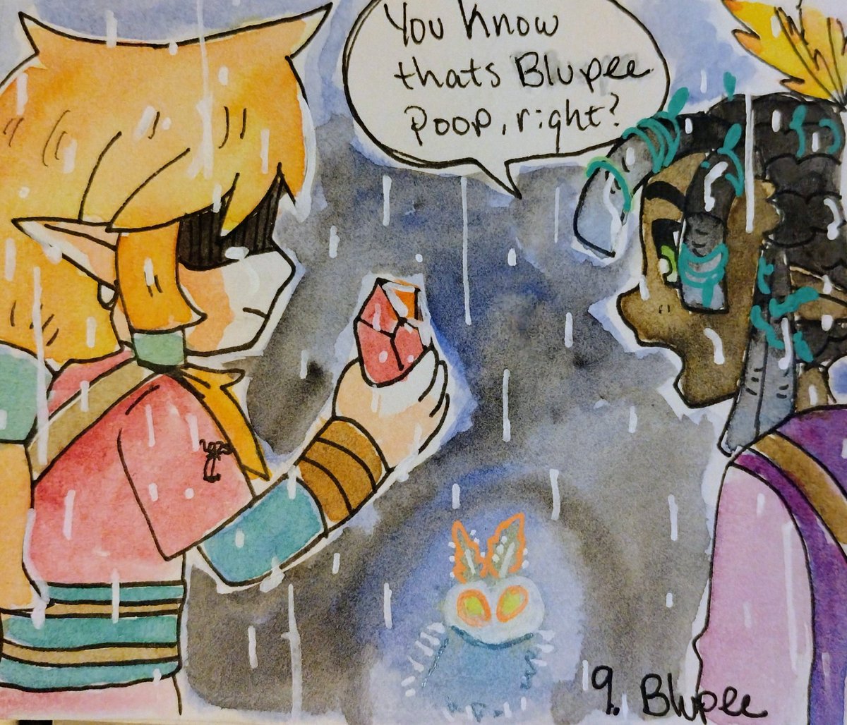 InsainCat's tweet image. Day 9 for #Linktober2025 

That's what we call TMI, Rav.

#ravio #au #loz #zelda #blupee #totk #tearsofthekingdom #albw #watercolor #arttober2025