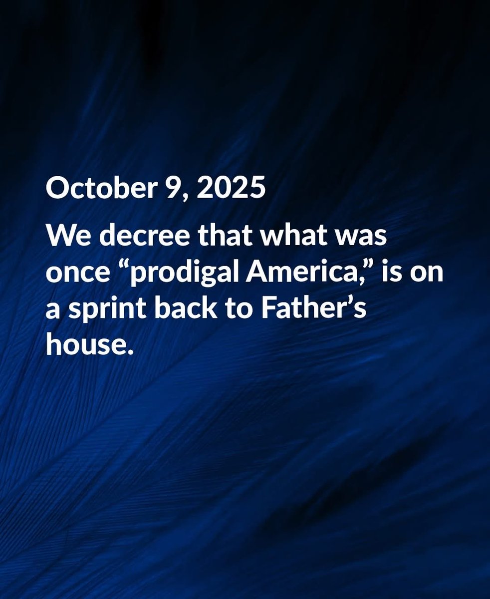 Rockinrevdean's tweet photo. OCTOBER 9, 2025
Decree PRAYER by Dutch Sheets. π£οΈ Β π Join me in total agreement that what was once βprodigal Americaβ is on a sprint back to Fatherβs house
#OhHallelujah! π
#DutchSheetsMinistries #DutchSheets #decree #prayer #prodigalAmerica #FathersHouse #October92025 https://t.co/A4bY61sf5o