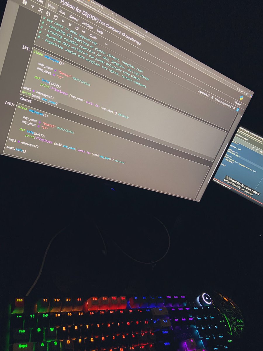 iam_daniiell's tweet image. 𝗗𝗮𝘆 𝟴: 𝗙𝘂𝗻𝗰𝘁𝗶𝗼𝗻𝘀 &amp;amp; 𝗢𝗢𝗣 
Deep dive into functions today. This is where you stop writing spaghetti code and start building real systems.
Here’s what clicked 🧵

𝗣𝗮𝗿𝗮𝗺𝗲𝘁𝗲𝗿𝘀 𝘃𝘀 𝗔𝗿𝗴𝘂𝗺𝗲𝗻𝘁𝘀
Not the same thing.
Parameters: Variables in function…