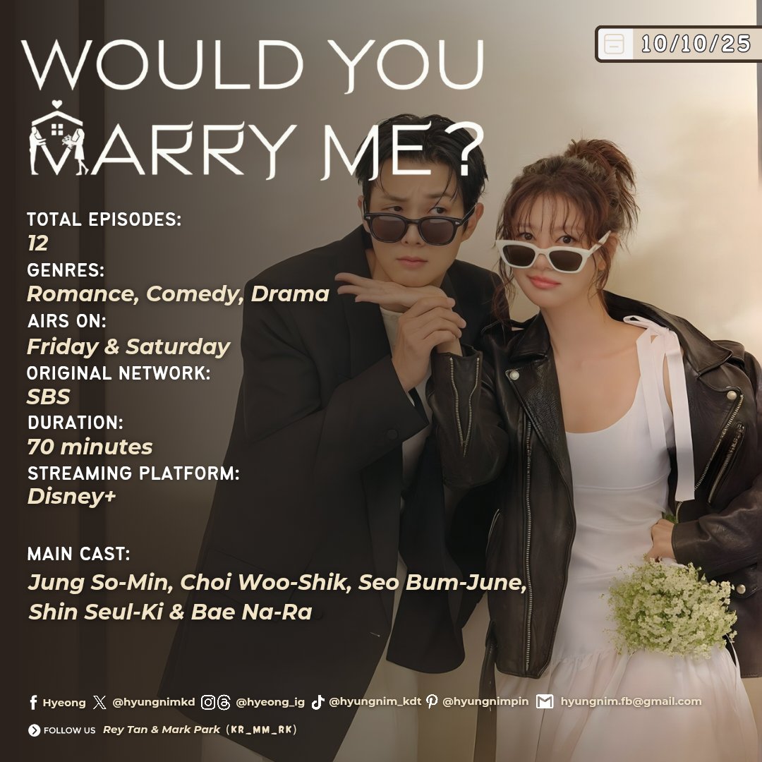 hyungnimkd's tweet image. [D-DAY] A new fake marriage trope starring #JungSoMin and #ChoiWooShik in #WouldYouMarryMe premieres tonight! 👰🤵

The story follows Kim Wooju and Yoo Meri, who enter a fake marriage after Me-ri proposes the idea, aiming to win a luxury home offered to newlyweds.