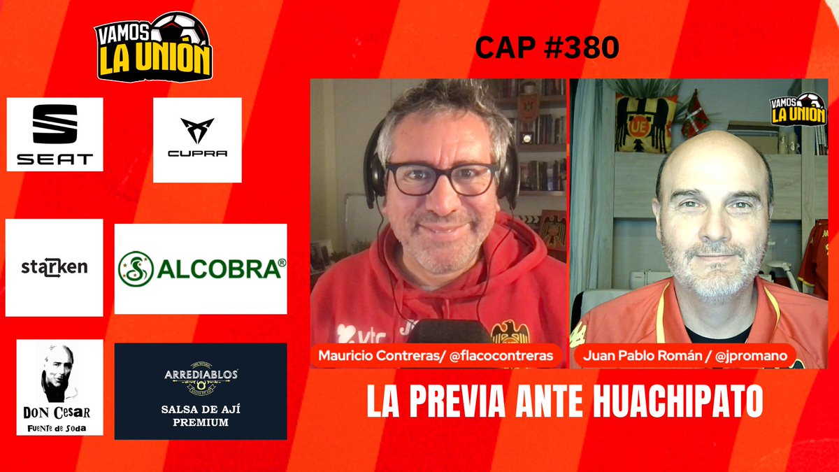 La previa ante Huachipato en el capítulo 380 del Vamos La Unión, con <a href="/jpromano/">Juan Pablo Roman</a> y los hinchas en el chat y con concursos de Starken y Kuter Design, link y nos vemos el domingo en la noche en el post partido! youtube.com/watch?v=93Jv2C…