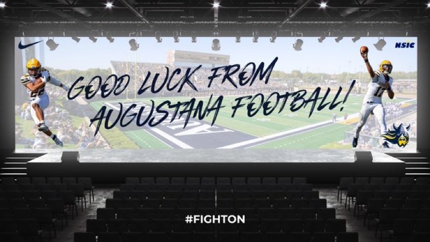 Thank you <a href="/CoachMylesT/">Coach MT</a> and <a href="/AugieFB/">Augustana Football</a>  for wishing me luck this week🤝