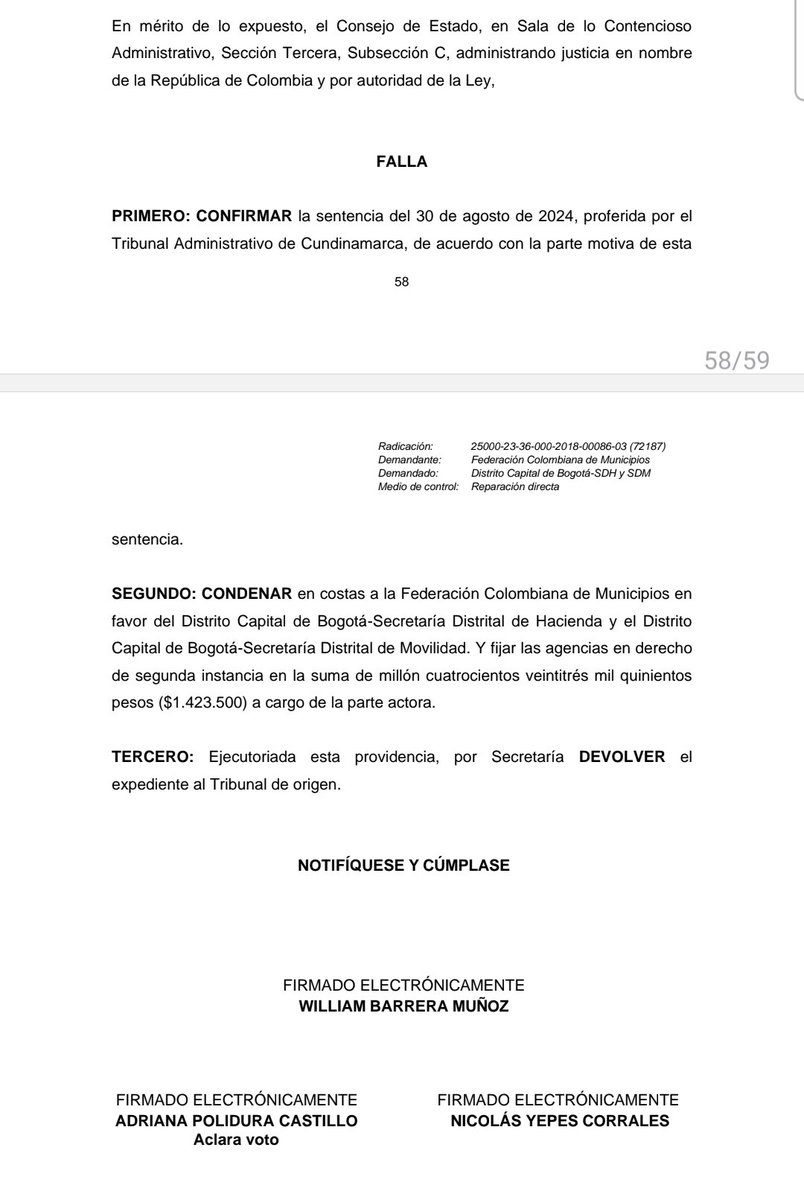 Ganó Bogotá. 

El Consejo de Estado falló, en segunda instancia, a favor de Bogotá en una decisión que representa un ahorro de más de 492 mil millones a pesos de 2017 para la ciudad. 

Gracias al trabajo ejemplar de los equipos jurídicos del Distrito, el alto tribunal confirmó
