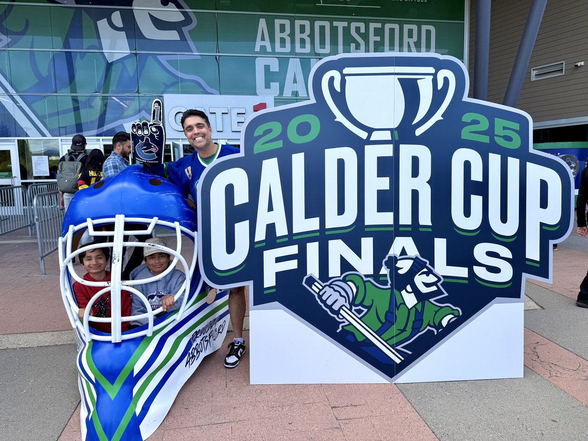 NeilKhare's tweet photo. Wild to think I can finally say in my lifetime: the Canucks won the Cup 🏆👏 

Congrats Abbotsford — and here’s hoping Vancouver’s next 😉💙💚 #GoCanucksGo #AllTogetherAllIn #SeasonOpener https://t.co/POLQtkIJ1u