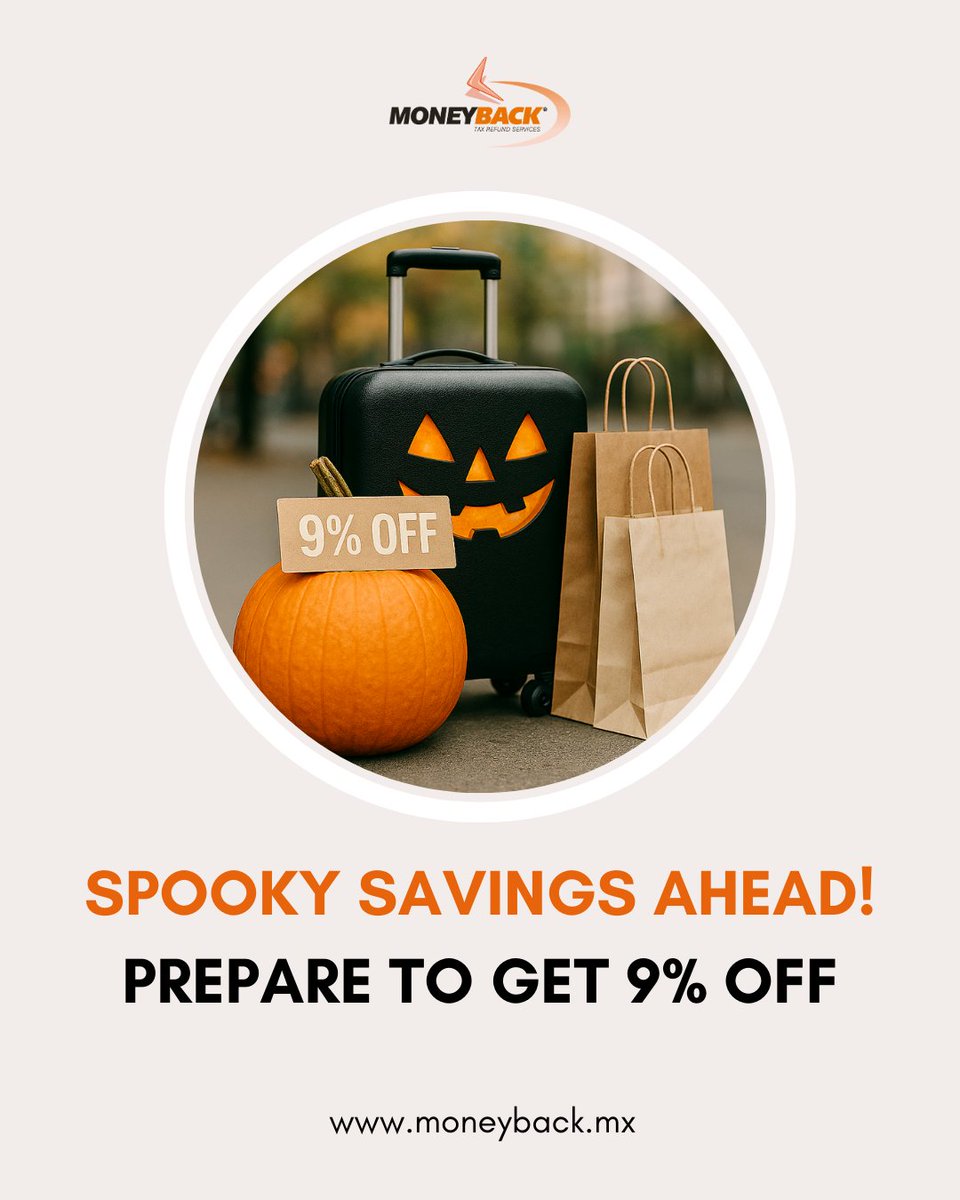Moneybackmex's tweet image. 🎃🛍️ Halloween is coming… spooky savings ahead!
Get ready for treats, not tricks — shop your favorite brands in Mexico and enjoy a 9% VAT refund with Moneyback
Start your refund via WhatsApp — quick, easy, and hassle-free.

#MoneybackMX #SpookySavings #HalloweenComingSoon