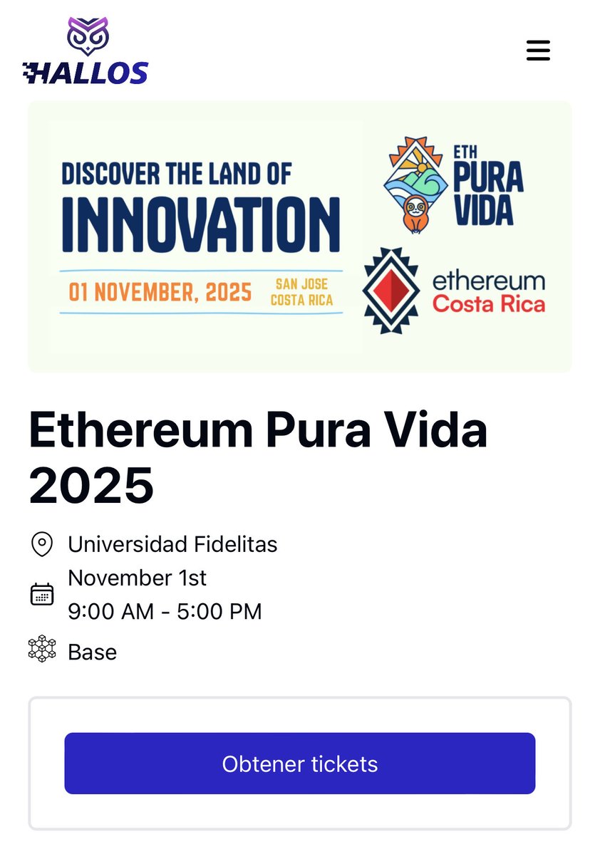 InBestProgram's tweet image. Ya puedes asegurar tu entrada al Ethereum Pura Vida🏃🏻✨

El principal evento de ETH en el pais🇨🇷

📍Su casa es la Universidad @ufidelitas_cr 
🗓️ 1 de Noviembre
🕥 9:00 AM - 5:00 PM

Conecta y aprende directo desde la fuente, con el respaldo de las principales universidades🤓

👉🏻…