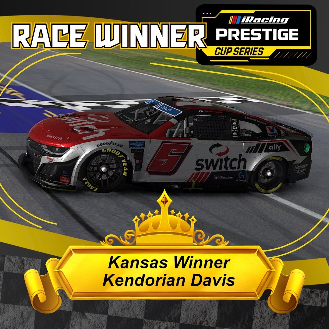 Last week, Kendorian Davis won the second playoff race at Kansas!

Now, drivers take on the Monster Mile, as the race for the Prestige Cup Series championship continues!

youtube.com/live/4fsMIOI-J…