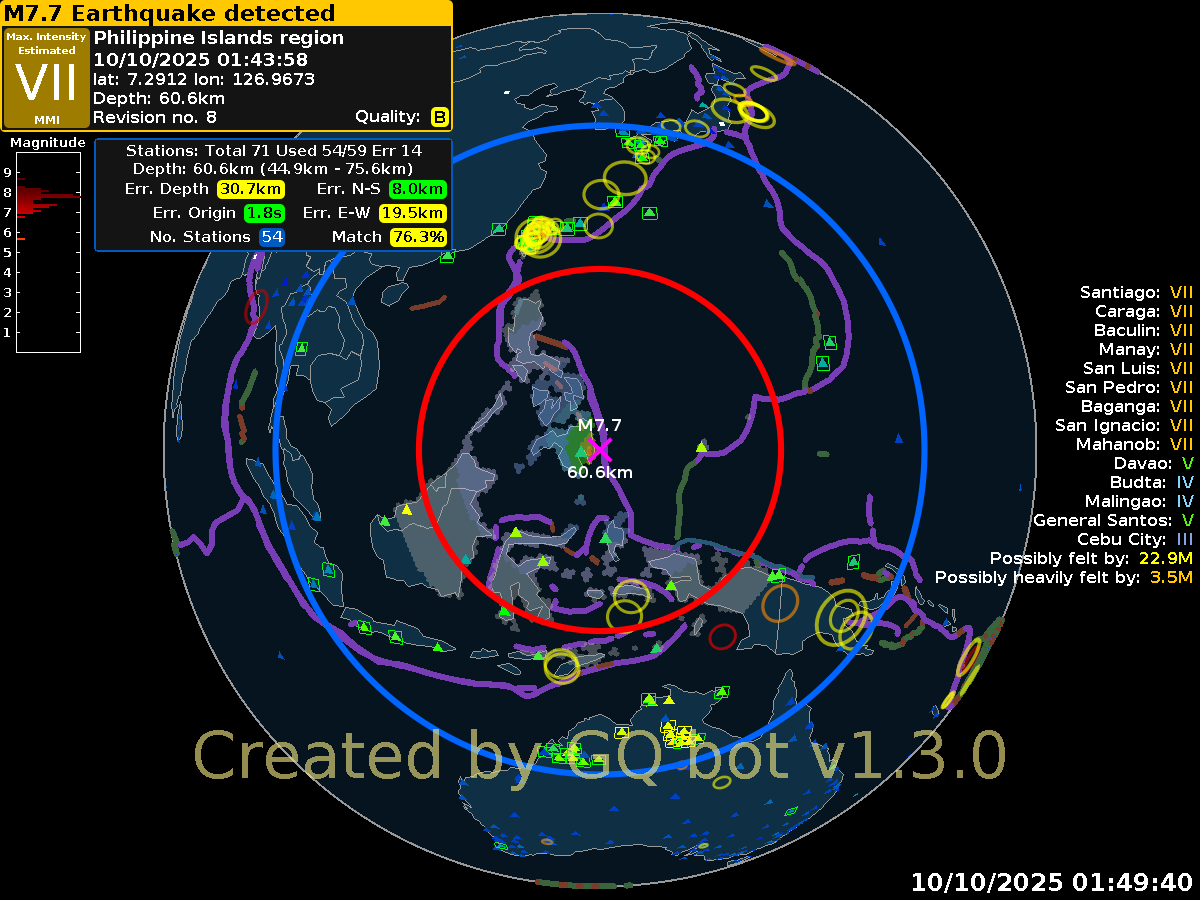 Global_Quake's tweet photo. Preliminary:
M7.7 Earthquake -  Philippine Islands region
#EarthquakePH https://t.co/4eBMhmj6Qf