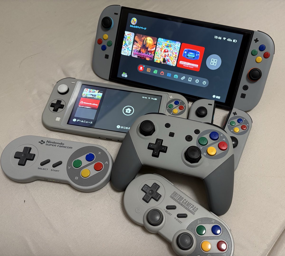 casebyacase's tweet image. Joy-Con2がスーファミカラーになりました✨Switc2もイメージ変わります。
好きな色だと没頭感も違いますね！
#Switch2
#JoyCon2
#スーパーファミコン