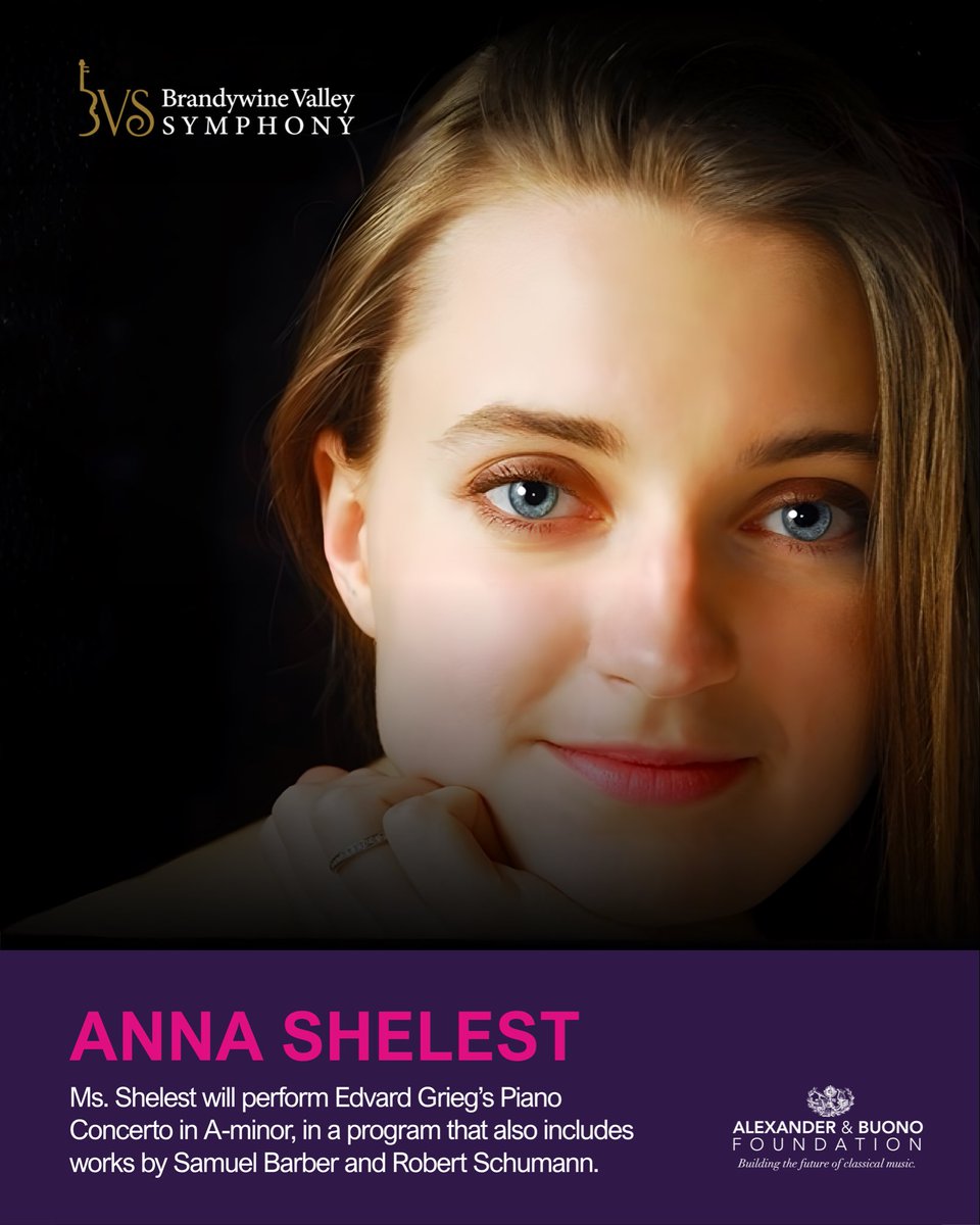 We’re thrilled to share that ABF #Artist #AnnaShelest will open the 85th Season of the newly named Brandywine Valley #Symphony (formerly the Kennett Symphony) 🎶 this Sunday, Oct 12, 2025 at 3 PM at the #DuffyArtsCenter in #Malvern, PA.🎟️ bvsymphony.org/event/river-me…

#classicalmusic