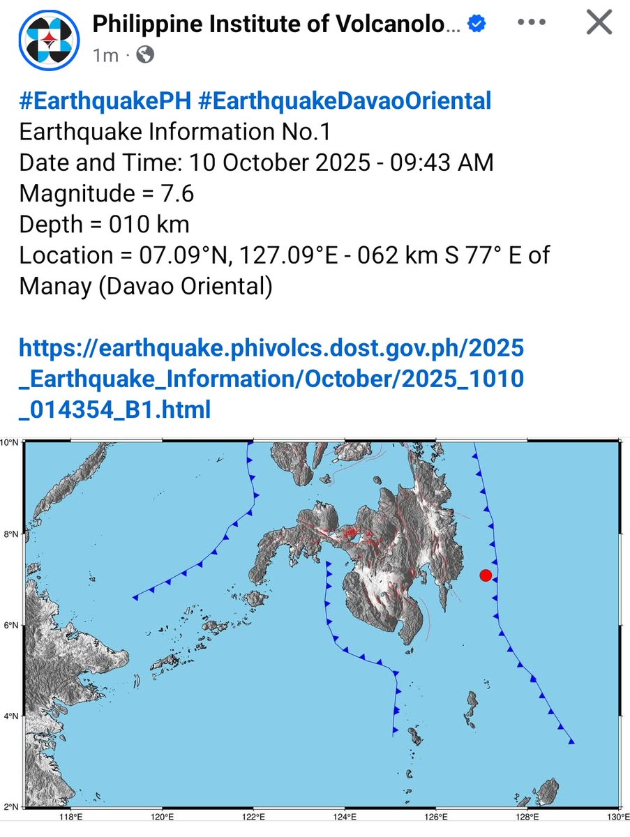 Magnitude 7.6 in Davao Oriental 🙏🏻 #EarthquakePH