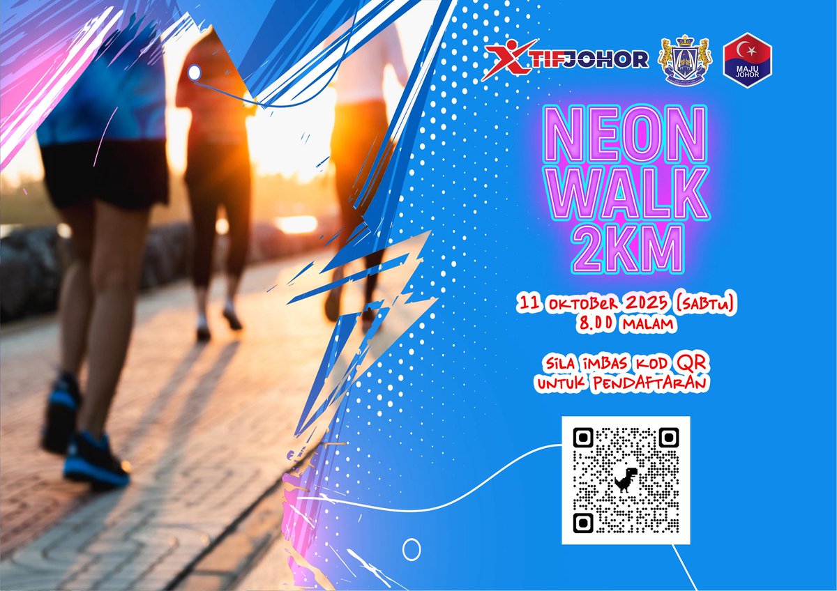 mbipofficial's tweet photo. NEON WALK 2KM kembali lagi!

Jom sertai Neon Walk pada waktu malam penuh warna sambil beriadah bersama keluarga dan rakan-rakan anda!

📷 11 Oktober 2025 (Sabtu)
📷 8.00 malam https://t.co/0eJELDpqBV