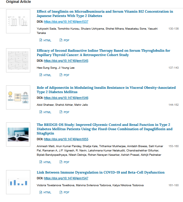 ElmerPress's tweet photo. New Issue Out!!!!     Read our latest published articles in the Journal of #Endocrinology and #Metabolism https://t.co/KAdBmZKI4G https://t.co/eyygH2yyqr