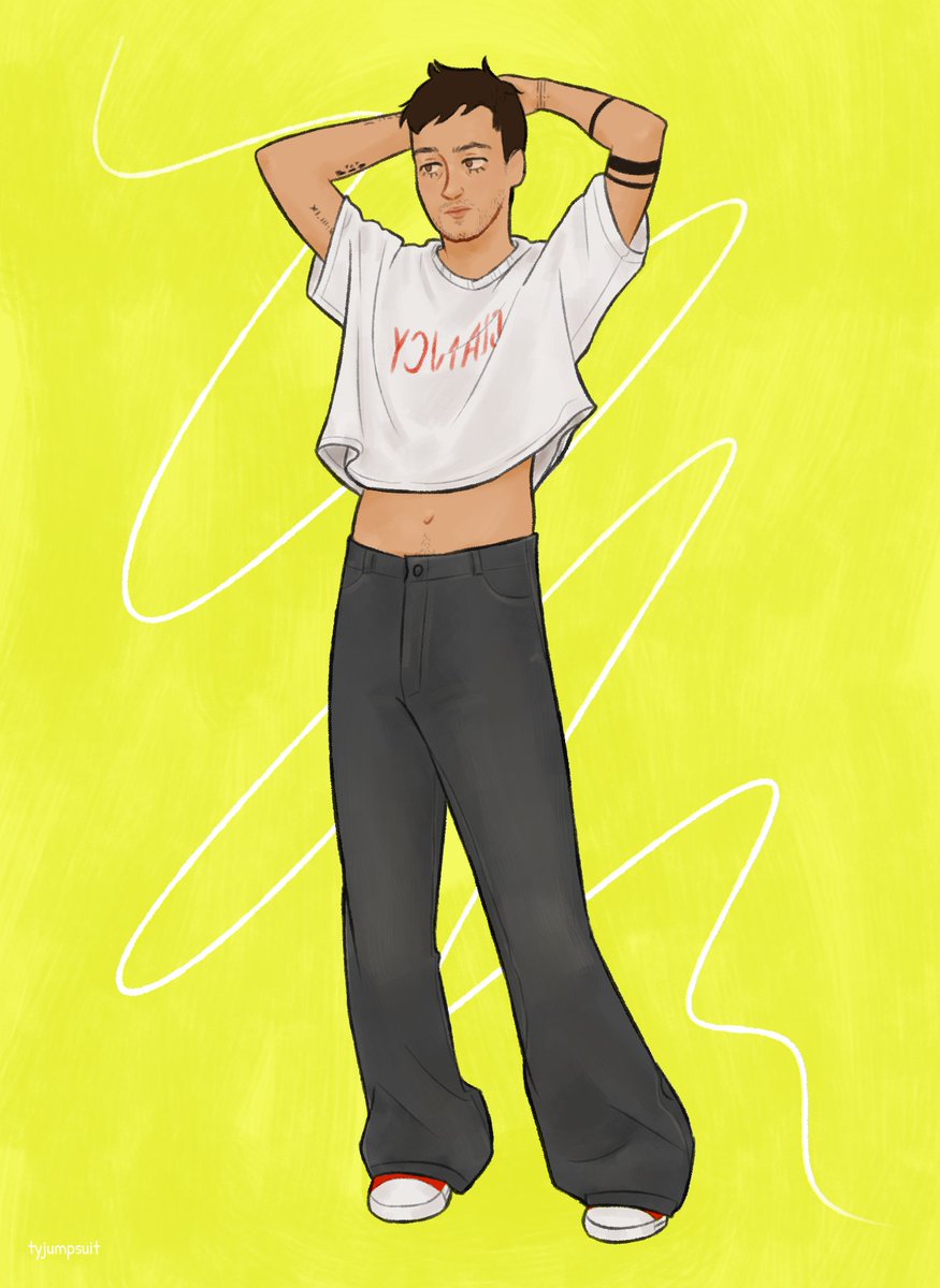 tyjumpsuit's tweet image. tyler&apos;s flare jeans #cliqueart