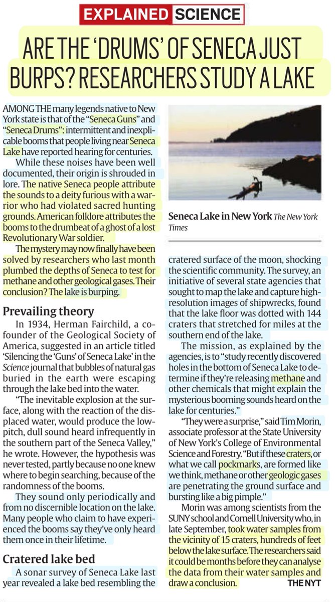 imRavikantYadav's tweet photo. Are the 'drums'of Seneca just burps?
Researchers study a lake
:Details
#SenecaGuns #SenecaDrums #Burps #Methane #GeologicGases
#Seneca #Lake #NewYork
#Craters #Pockmarks
#UPSC
Source: IE NYT https://t.co/iNMXa28i0y