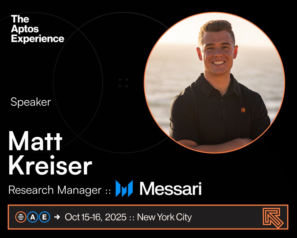 Numbers don't lie—and <a href="/KreiserMatt/">Matt Kreiser</a> from <a href="/MessariCrypto/">Messari</a> knows them best.

He's breaking down the State of Aptos in NYC: Three years in, what's working across the network, where adoption is accelerating, and what's next on the horizon.

#ExperienceAptos | October 15-16. 2025