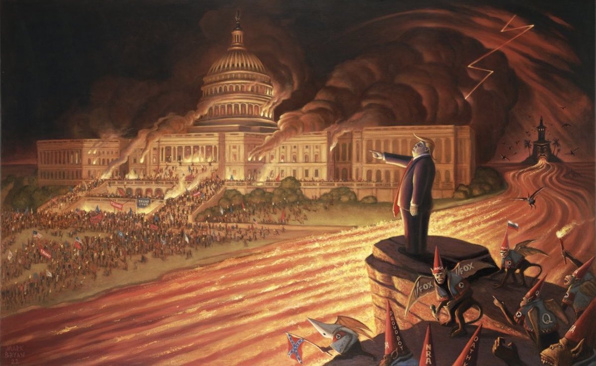rklace's tweet photo. @Mollyploofkins @wdrohrer #artofmarkbryan
“Pandemonium”
Trump’s just getting started. https://t.co/dlqwIVInbf