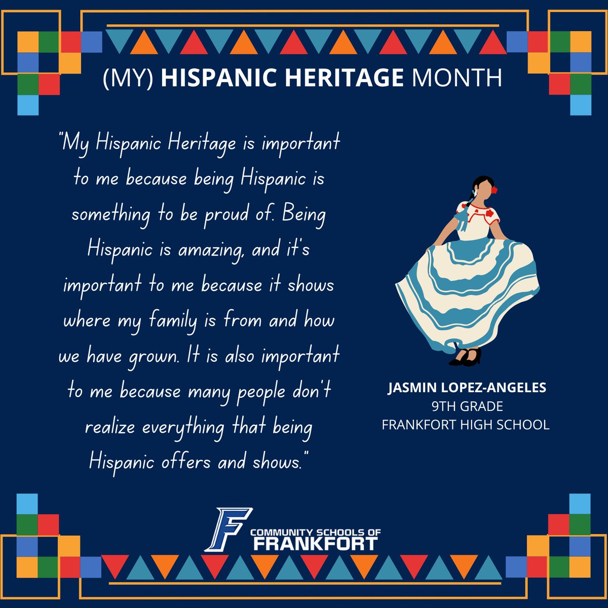 Community Schools of Frankfort (@csfhotdogs) on Twitter photo 🎉🪅 ¡Feliz Mes de la Herencia Hispana! Happy #HispanicHeritageMonth! 🪅🎉
This month, we’re inviting <a href="/FHSHotDogs/">Frankfort High School</a> to share what Hispanic heritage means to them. Their voices reflect the culture & traditions that shape our community and bring us all together. #communitycomesfirst 🎉🪅 ¡Feliz Mes de la Herencia Hispana! Happy #HispanicHeritageMonth! 🪅🎉
This month, we’re inviting <a href="/FHSHotDogs/">Frankfort High School</a> to share what Hispanic heritage means to them. Their voices reflect the culture & traditions that shape our community and bring us all together. #communitycomesfirst
