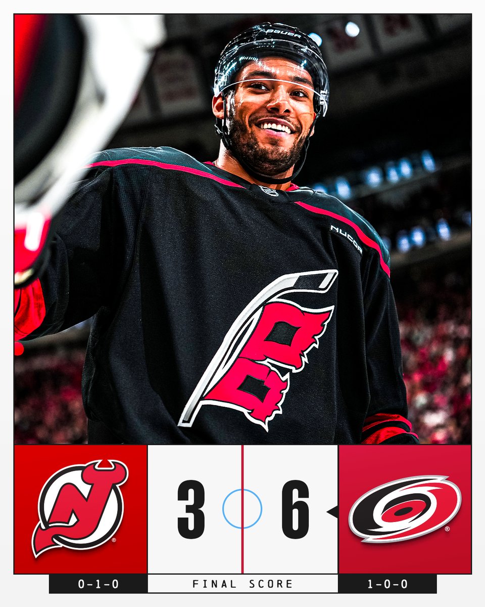 Two goals from Seth Jarvis and K'Andre Miller propel the <a href="/Canes/">Carolina Hurricanes</a> to their first win of the season! 🌀 #NHLFaceOff