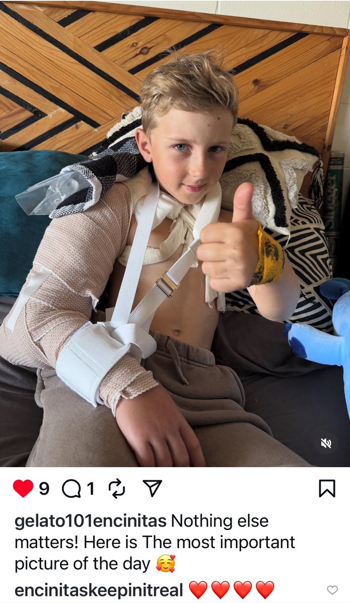 amyforsandiego's tweet image. 9-year-old River, who was eating ice cream at Gelato 101 in Encinitas when a suspected drunk driver crashed his brand new Silverado into the shop and pinned him, is now giving a thumbs up from his hospital bed. The driver, Edward de la Torre, an Encinitas landlord, was arrested…