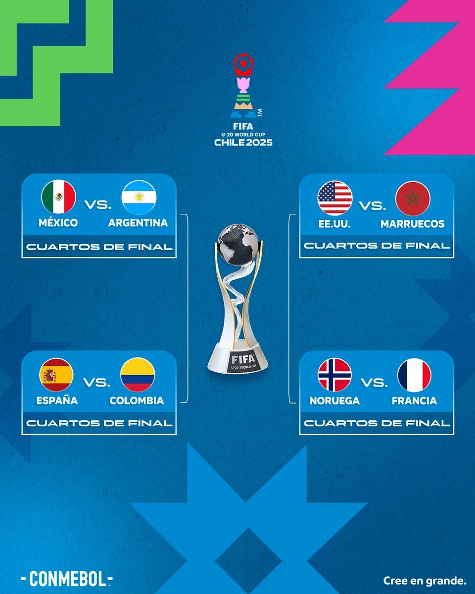 THE QUARTERFINALS OF THE U20 WORLD CUP! 

MEXICO VS ARGENTINA. 🏆🇦🇷

And a potential 🇲🇽-🇺🇸 final. 👀