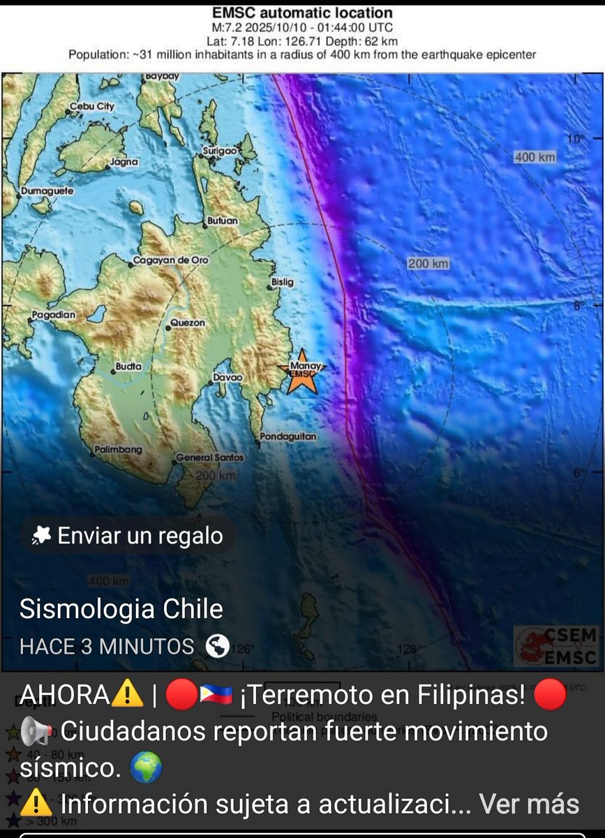 LilianD06613178's tweet image. Distancia: 63 km al NE de Mati, Filipinas / pop: 105.000 / hora local: 09:43:59.1 2025-10-10
18 km al ENE de Manay, Filipinas / pop: 20.300 / hora local: 09:43:59.1 2025-10-10

FUENTE: #EMCS