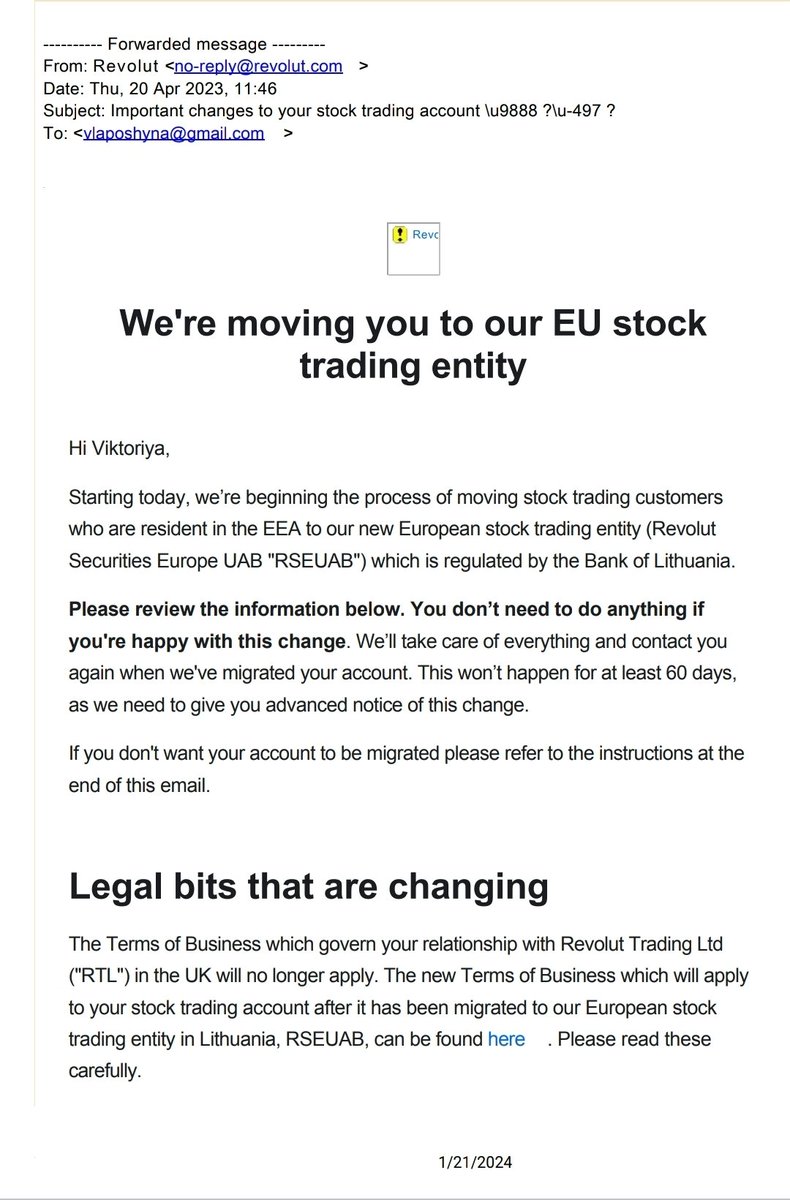 Vlaposhyna76837's tweet photo. @RevolutApp Here's another thing you're good at. You closed my acc after moving from @TheFCA refused to transfer my shares and sold my shares without my permission. Court made you and @LithuanianGovt regulator defendants. See court doc's @ESMAComms @SECGov @FT @elonmusk @CEOAdam $gme $amc https://t.co/cdCwXlG6PQ