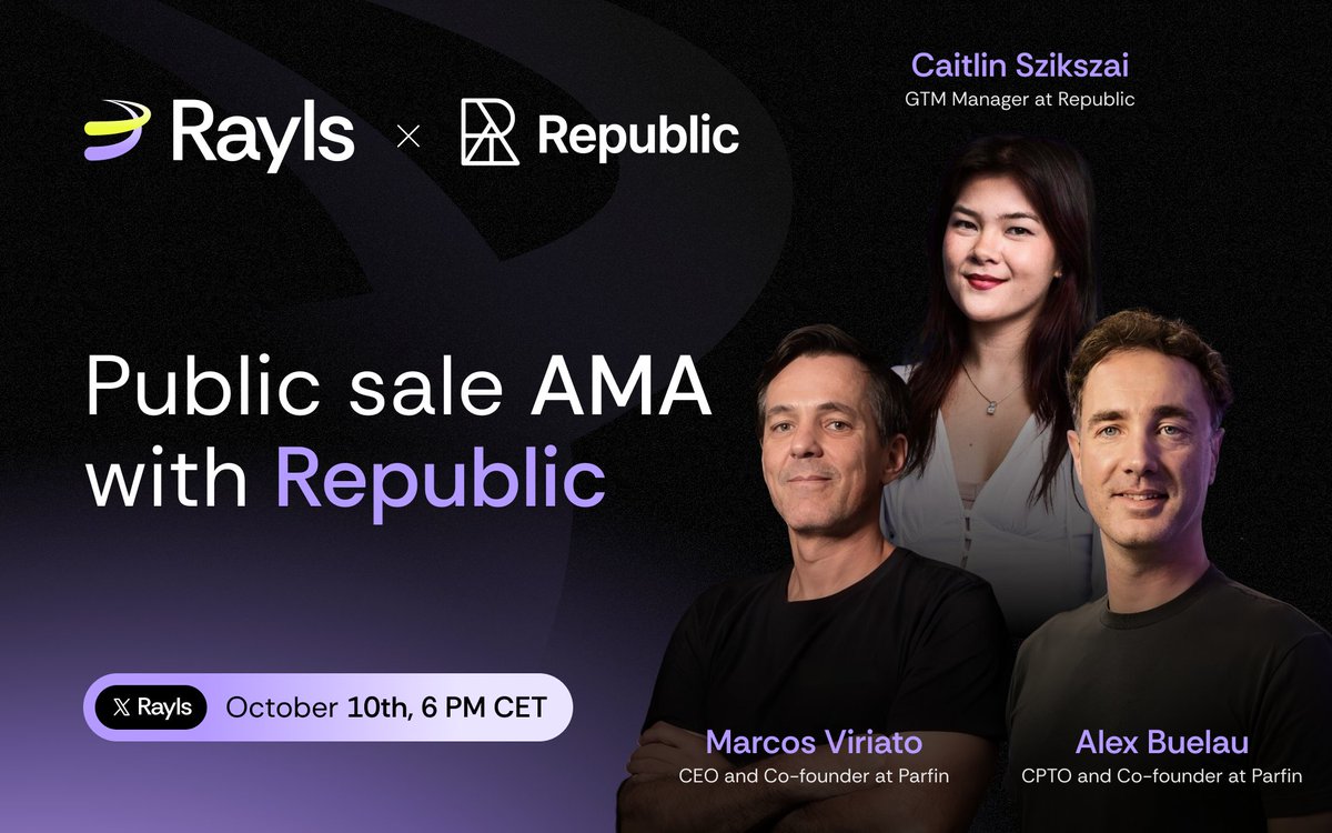 kevinatom4's tweet image. 🚨 The moment we’ve all been waiting for.
Tomorrow 6 PM CET, we go LIVE with @joinrepublic 🔥
@mcvviriato & @x10xalex from @raylslabs sit down with Caitlin Szikszai, GTM Manager at @joinrepublic, to talk Public Sale, RegD, RegS — and what it really means for you.
Got something…
