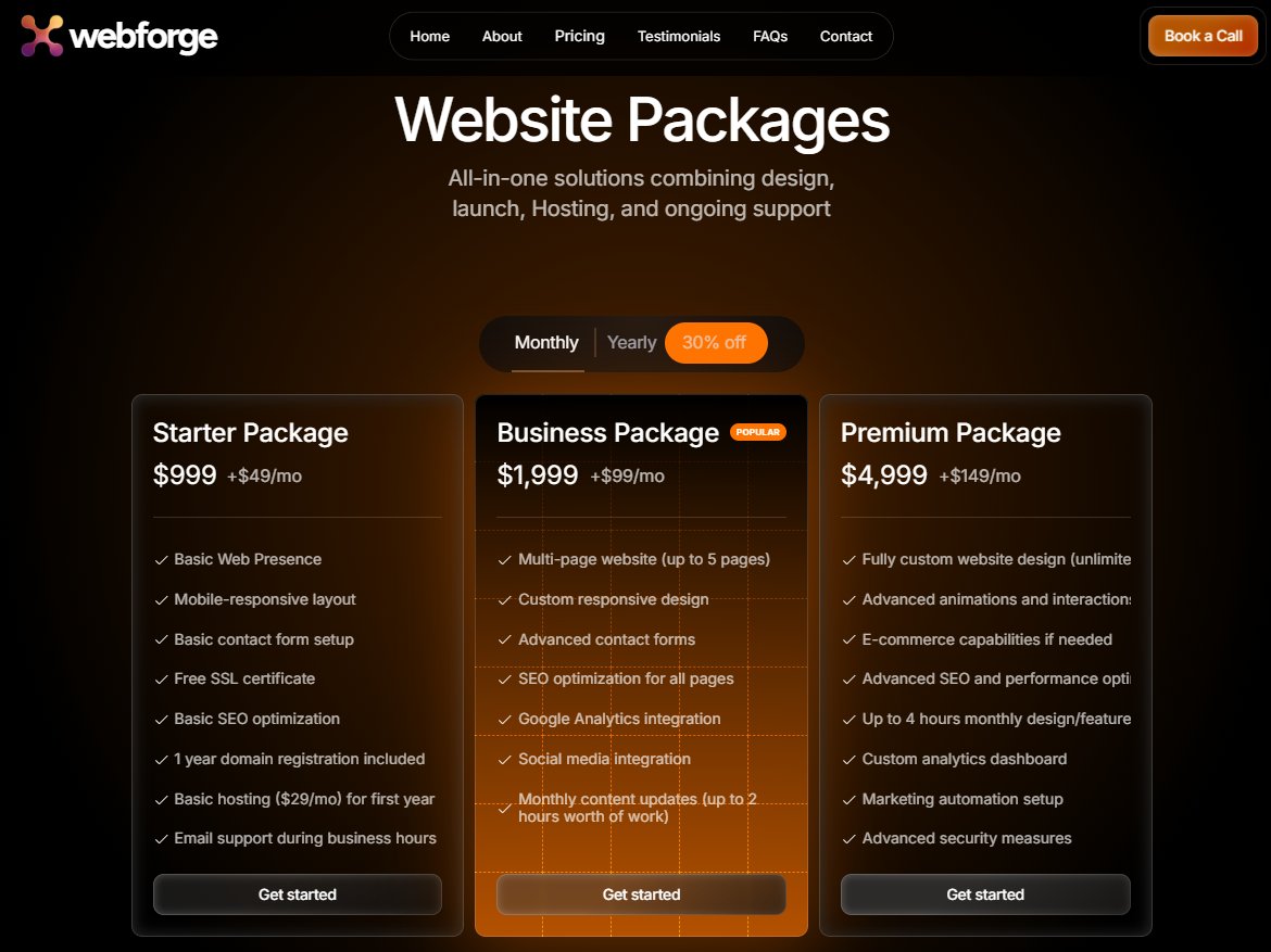 WebForgeStudio's tweet image. Here&apos;s a quick look at our pricing section for our new site