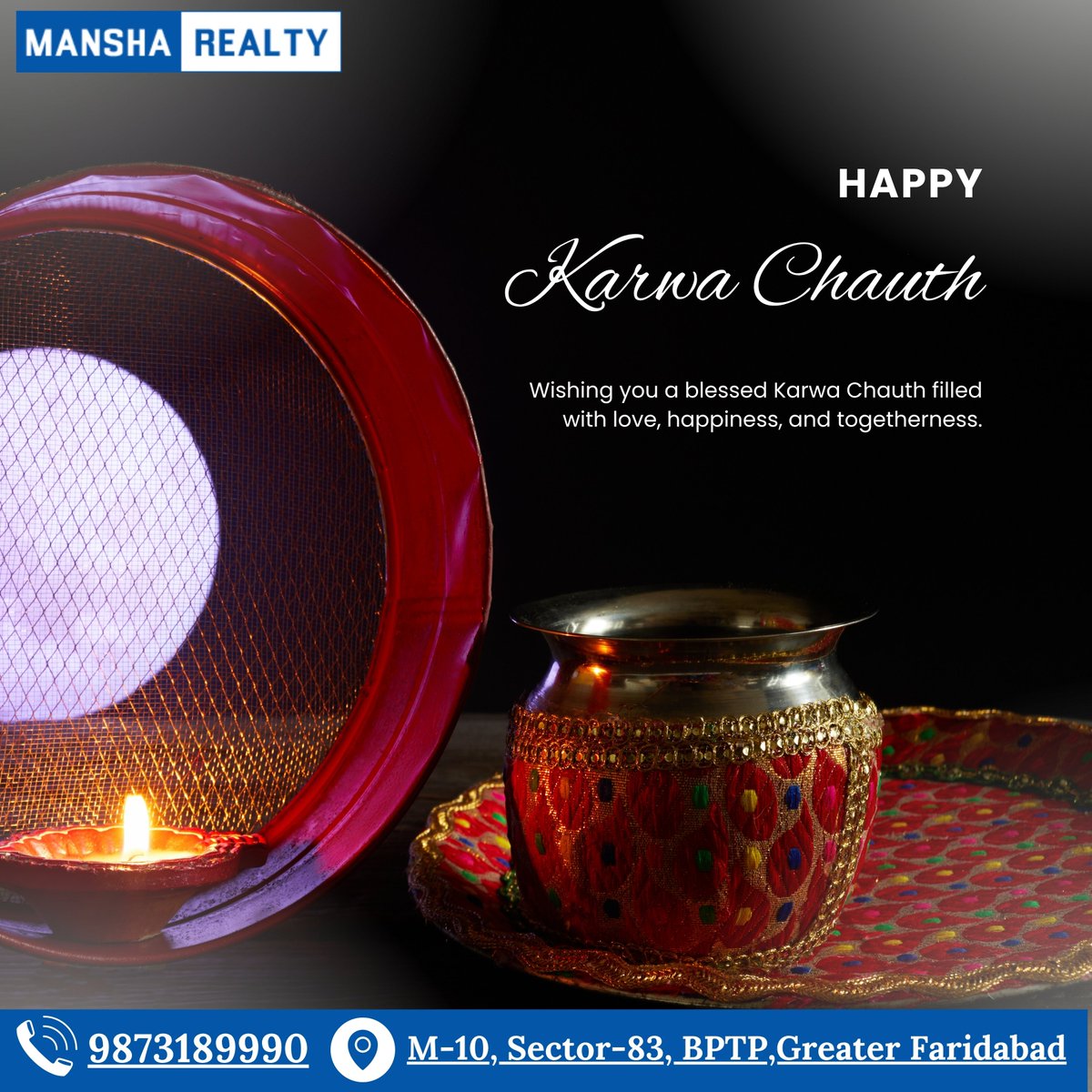 mansharealty's tweet photo. "This Karwa Chauth, strengthen the bond of love with a gift that lasts a lifetime — a dream home filled with happiness, care, and togetherness. 
#KarwaChauth #HappyKarwaChauth #ManshaRealty #LoveAndHome #DreamHome #TogetherForever #FestiveVibes #KarwaChauth2025 #CoupleGoals https://t.co/UaOxHiHaRX