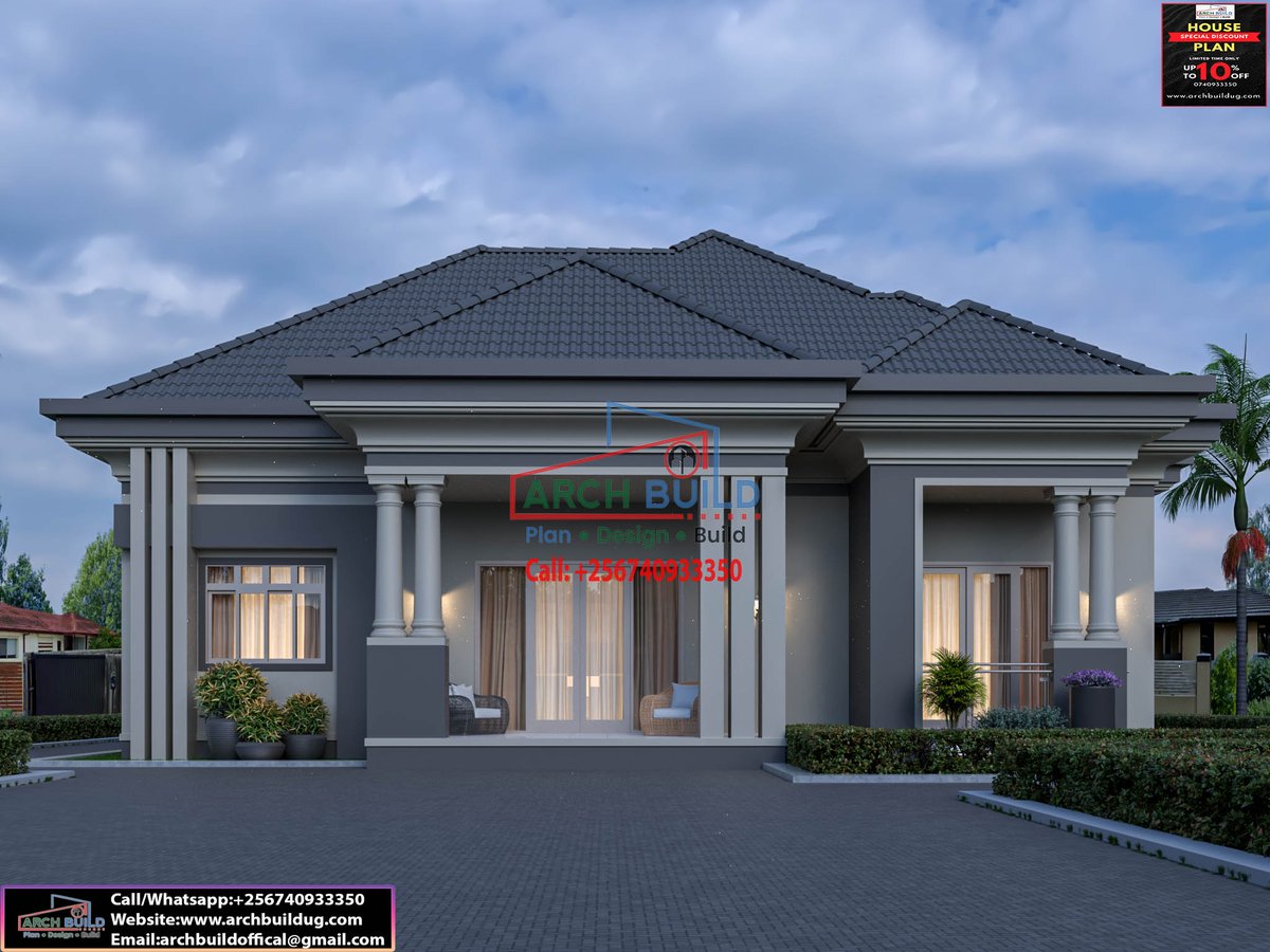 3–Bedroom modern home designed to fit on a plot of 50*100 ft      
GROUND FLOOR      
• Sitting room      
• Indoor dining      
• Open kitchen      
• Breakfast dining      
• Pantry      
• Laundry      
• Kitchen veranda      
• General bath      
• House help