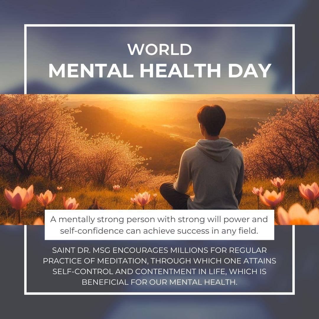 🧠💚 “Healthy mind = Happy life!”
Saint Gurmeet Ram Rahim Singh Ji 🌼 inspires us to meditate 🕉️, serve humanity 🤝 &amp; spread positivity 🌈.
Let’s promise to care for our mind &amp; heart 💖
#WorldMentalHealthDay #WorldMentalHealthDay2025 🙏💫