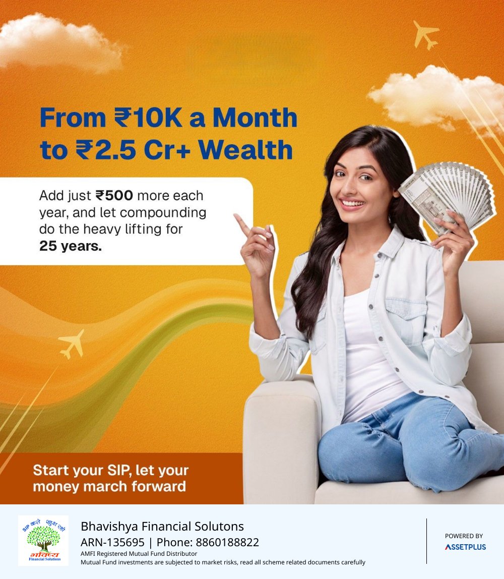 BhavishyaFS's tweet photo. #YourFinancialFreedom

If SIP is your tool to Financial Freedom, why not achieve your dream faster? 
Accelerate your journey to Freedom with SIP Top-up.

Not much. Just an humble ₹500 a year can add to the momentum.

SIPaarambh today.
Connect with us: https://t.co/Km310q3ys3 https://t.co/PokxlZmaql