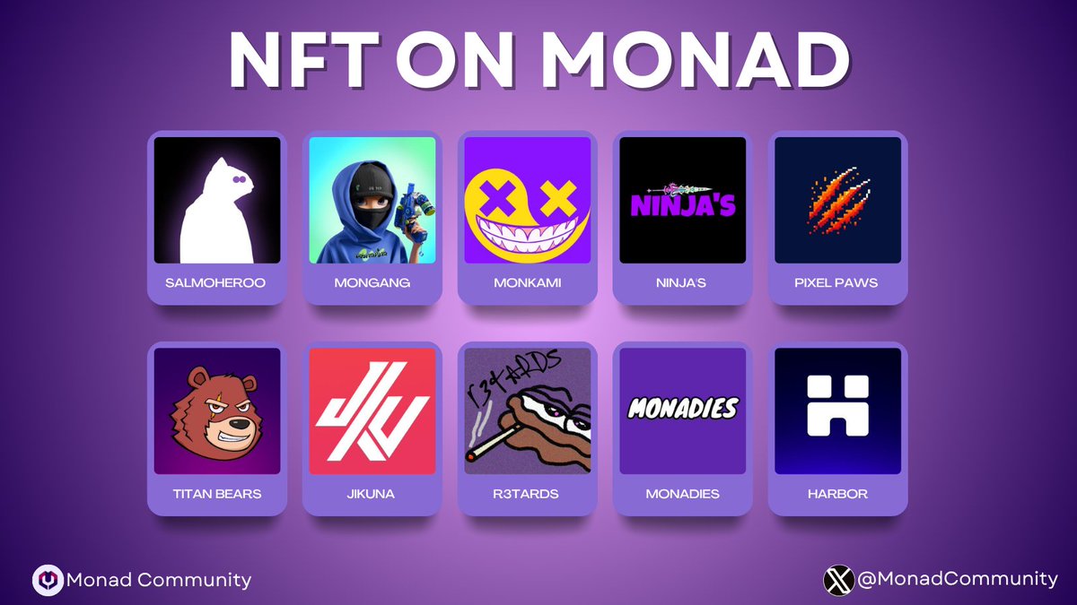 MonadCommunity's tweet image. 🔥NFT Projects on Monad (Mainnet Arc)
The Monad NFT scene is heating up — creativity meets high performance.
Here are some standout collections building on Monad 👇
The next wave of digital art is unfolding on Monad Mainnet —
Which one’s your favorite? 👀
#Monad #NFT #Web3…