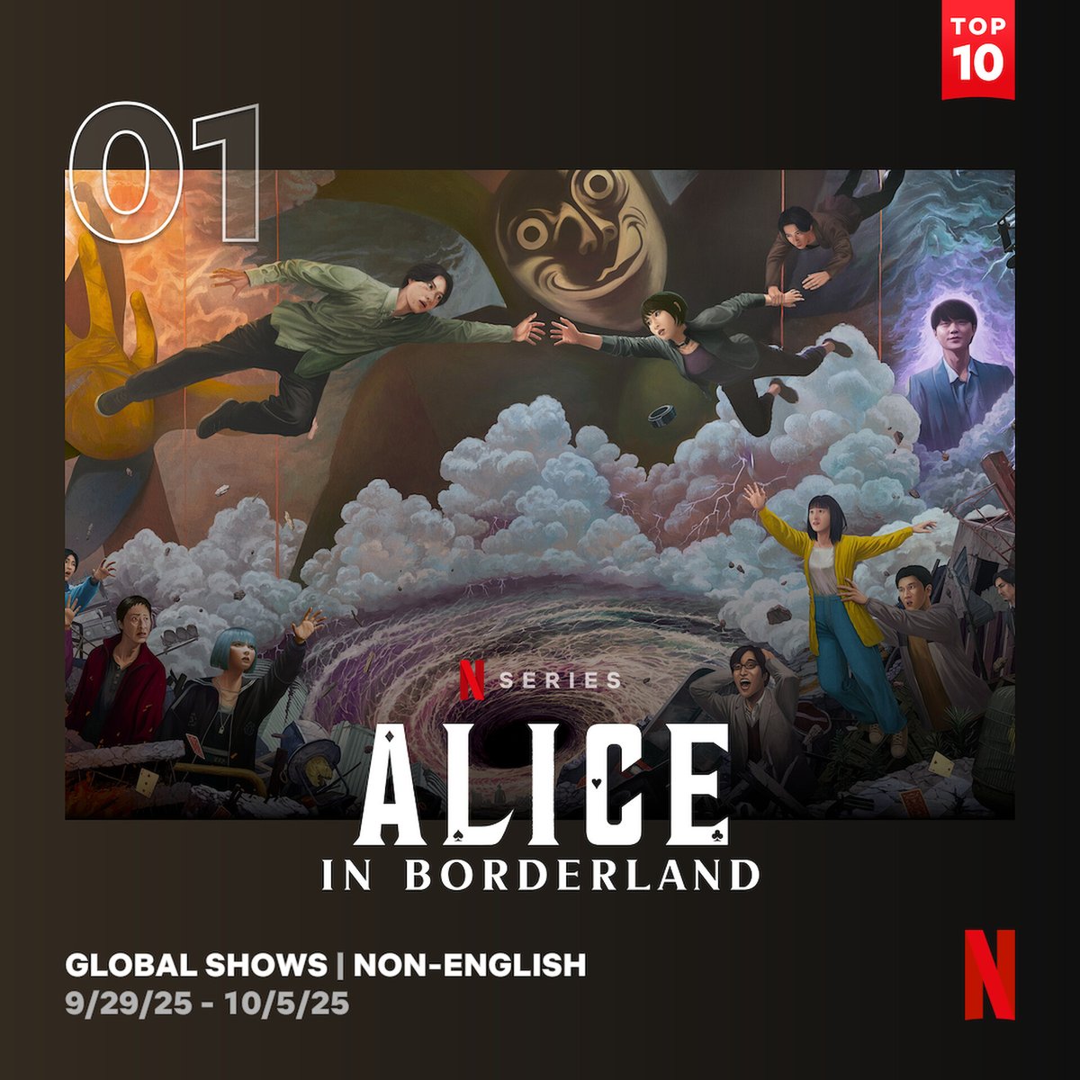 Netflixシリーズ
『今際の国のアリス』シーズン3

Netflix週間グローバルTOP10
（非英語シリーズ）【1位】獲得！🥇

「今際の国」の行く末
あなたも見届けて🃏