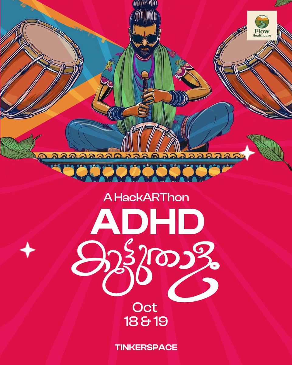 🚨 ADHD കൂട്ടുതാളം - HackARThon

Join us for a 2-day HackARThon in collaboration with Flow Healthcare! Makers with ADHD, artists &amp; innovators come together to co-create solutions for real-life challenges.

⏳ Last date to apply: 10th October 2025
💡 Apply: tinkerhub.org/events/G53HAUP…