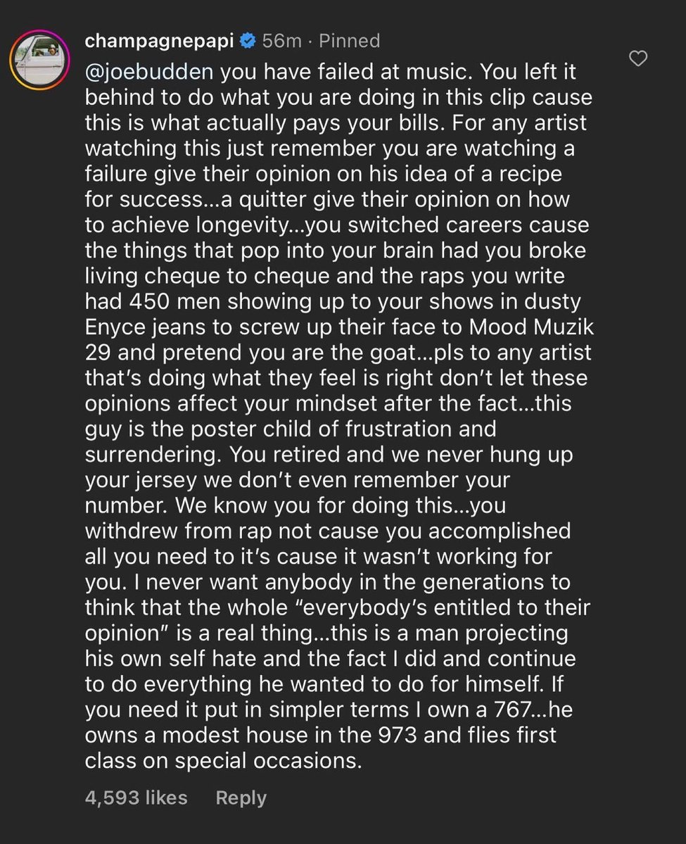 spinboutU_'s tweet image. Joe Budden’s trying to clown Drake on Instagram, I’m just gonna post this here